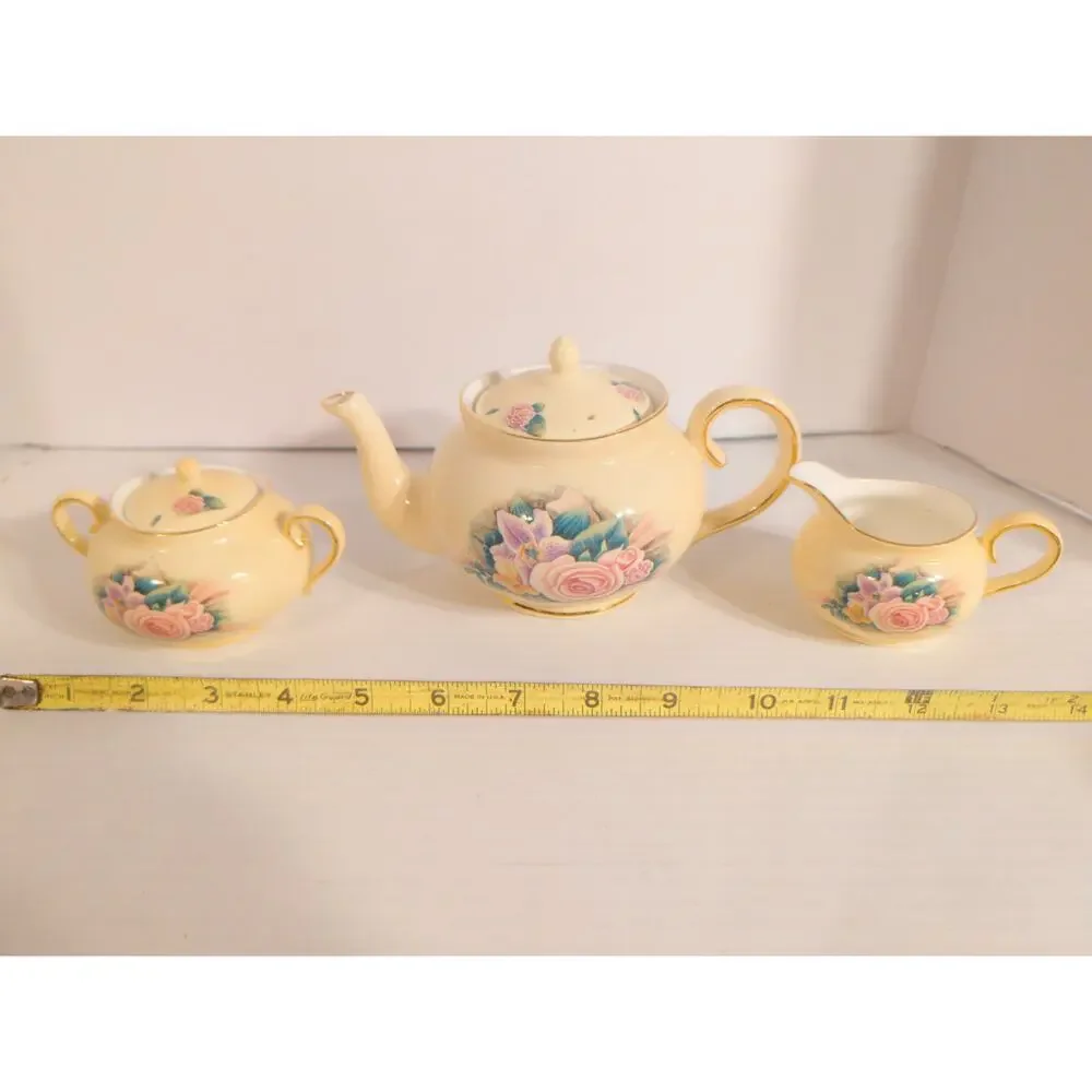 Vintage Crystal Cathedral Hour Of Power Bone China Tea Pot Sugar Bowl Creamer